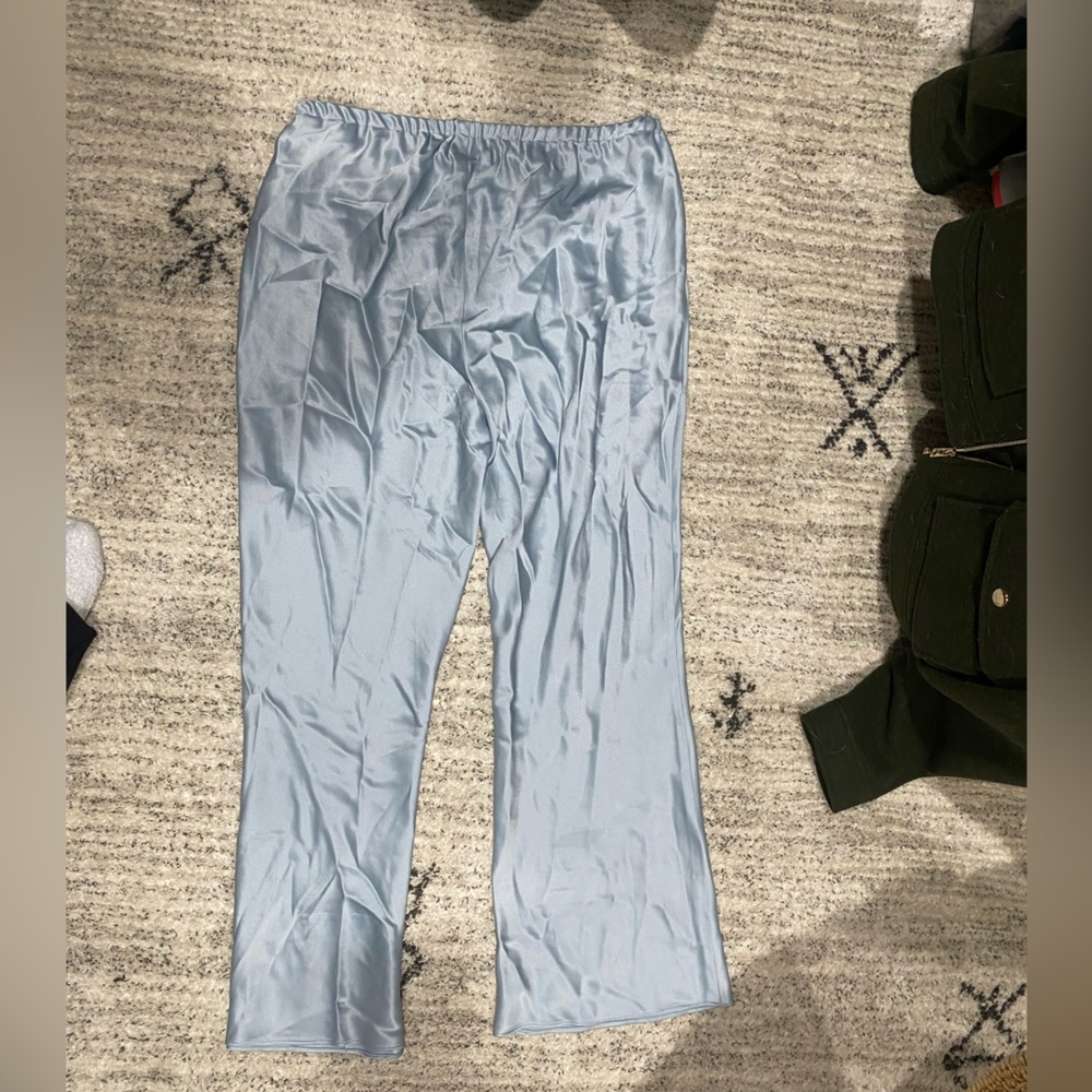 Reformation Light Blue Satin l Lounge Pants